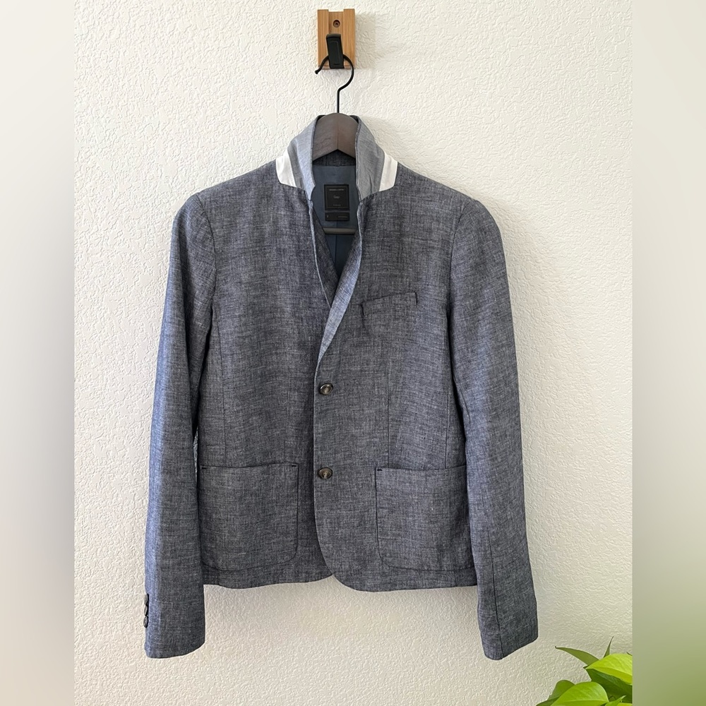 Gap Denim Linen-Cotton Blazer. Size: 4 Color : Denim blue